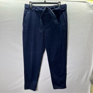 Banana Republic Navy Chino Pants Womens 6 Blue Stretch Casual Tie Belt 2597